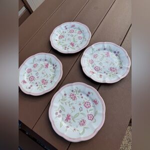 Grace Teaware Corn Floral Scalloped Edge 10" Dinner Plate - Set of 4